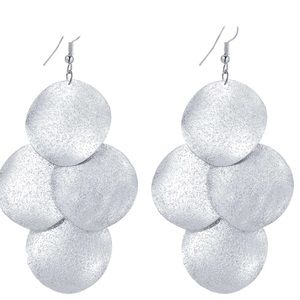 Boho Silver Wavy Disc Chandelier Earrings